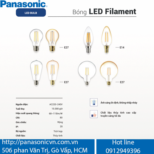 Bóng Led Bulb Filament Panasonic