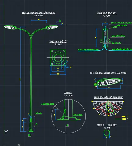 Bản Vẽ Cad Cột Đèn Cao Áp