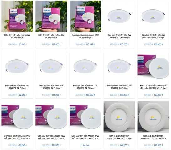 Bảng Giá Đèn Led Âm Trần Philips