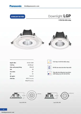 Báo Giá Đèn Led Âm Trần Panasonic