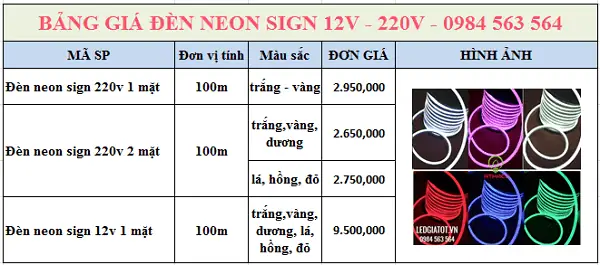 Báo Giá Đèn Neon Sign
