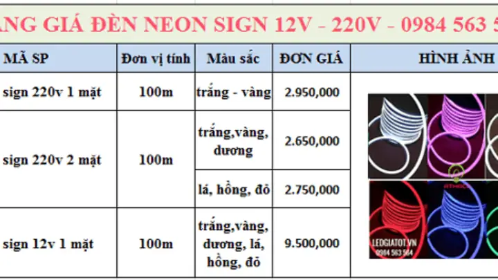 Báo Giá Đèn Neon Sign