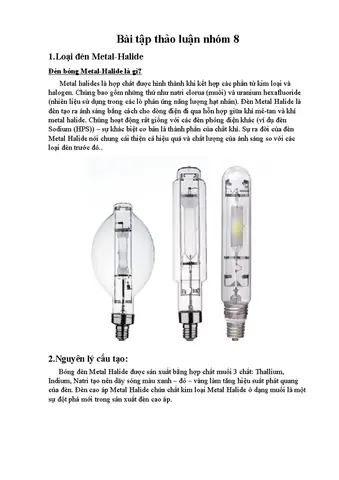 Cấu Tạo Đèn Metal Halide
