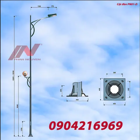 Cột Đèn Bát Giác Cao 10m