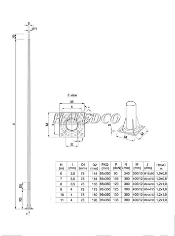 Cột Đèn Bát Giác Cao 10m