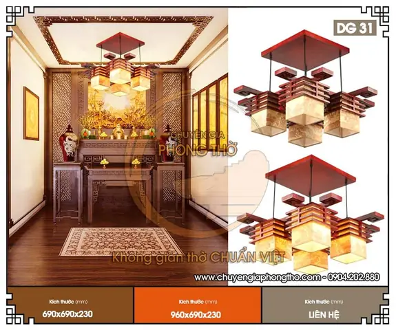 Đèn Gỗ Thả Trần Phòng Thờ