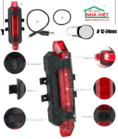 Đèn Hậu Xe Đạp Sạc Usb Đèn Hậu Xe Đạp Sạc Usb