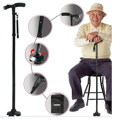 Gậy Gấp Gọn Trusty Cane Chống Trượt Có Đèn Pin