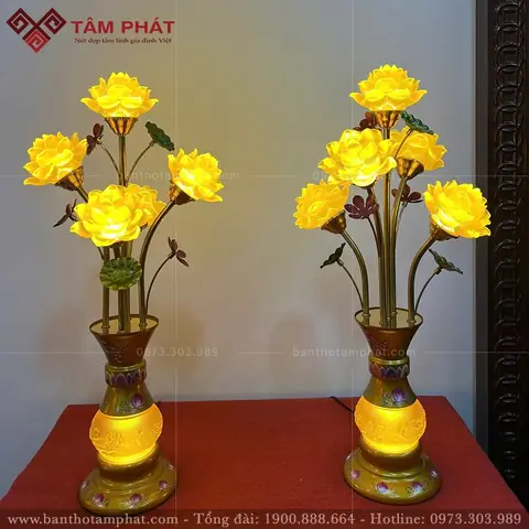 Giá Đèn Thờ Hoa Sen 5 Bông