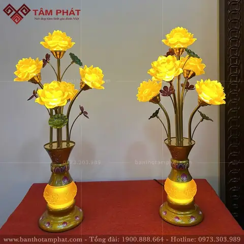Giá Đèn Thờ Hoa Sen 5 Bông