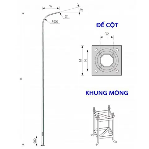 Kích Thước Cột Đèn Đường