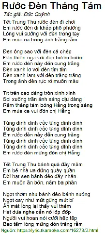 Lời Bài Hát Rước Đèn Tháng Tám Beat