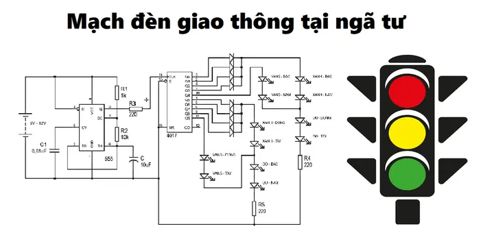Mạch Đèn Giao Thông Dùng Ic 4017