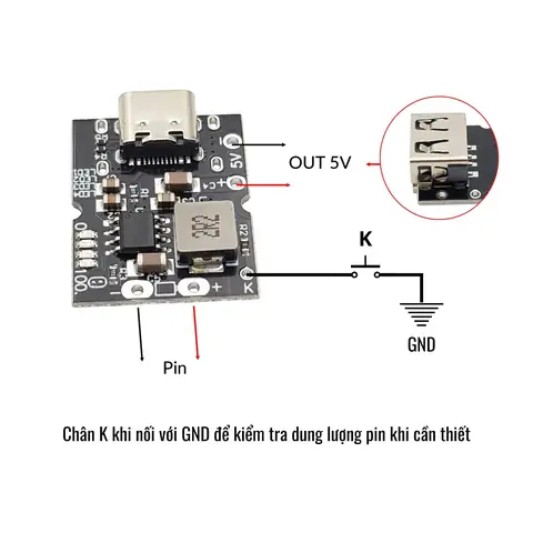Mạch Sạc Pin Có Đèn Báo