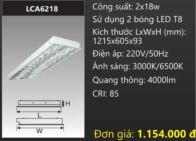 Máng Đèn Âm Trần 600x1200