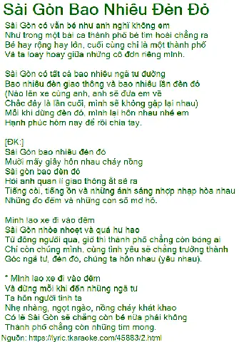 Sài Gòn Bao Nhiêu Đèn Đỏ Lyric