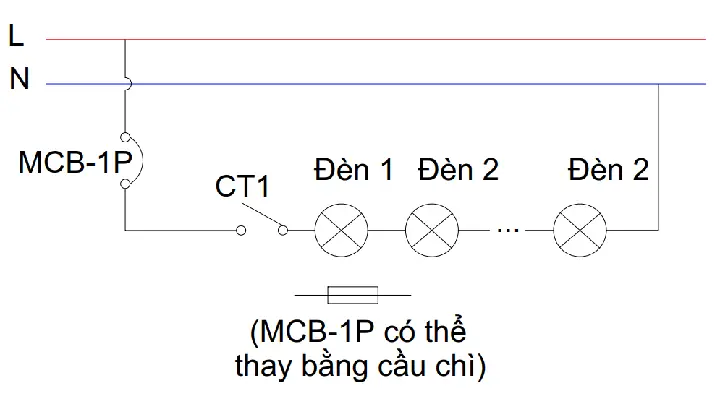 Sơ Đồ Mắc Nối Tiếp 4 Bóng Đèn