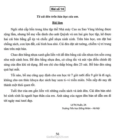 Tả Chiếc Đèn Học Của Em