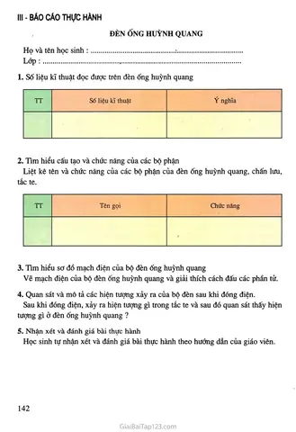 Thực Hành Đèn Ống Huỳnh Quang