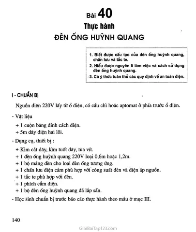 Thực Hành Đèn Ống Huỳnh Quang