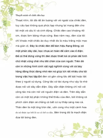 Thuyết Minh Về Đèn Học
