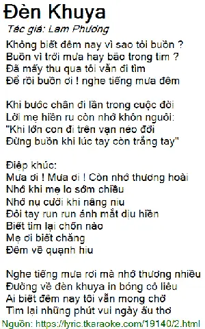 Bài Hát Đèn Khuya Của Lam Phương