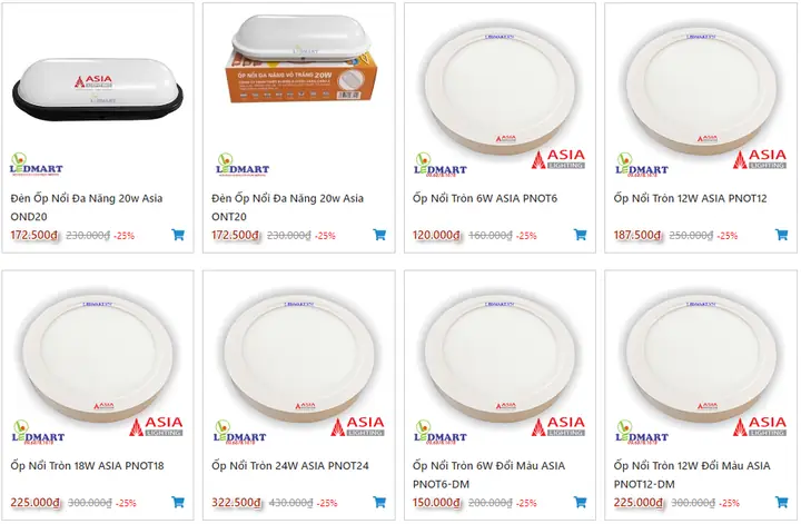 Bảng Giá Đèn Led Asia