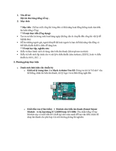 Bật Tắt Đèn Bằng Tiếng Vỗ Tay Arduino