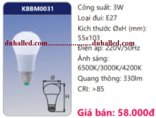 Bóng Đèn Led 3w Đui Vặn E27