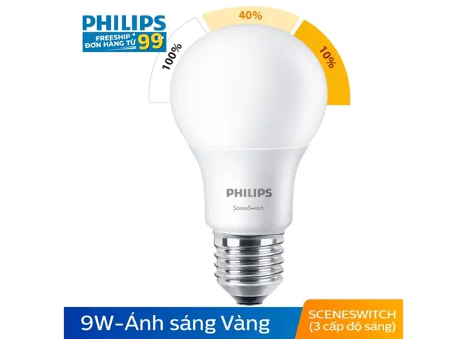 Bóng Đèn Led Philips 3 Cấp Độ Ánh Sáng 9w