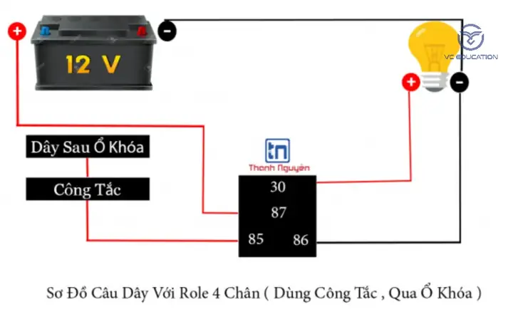 Cách Đấu Rơle 4 Chân Đèn