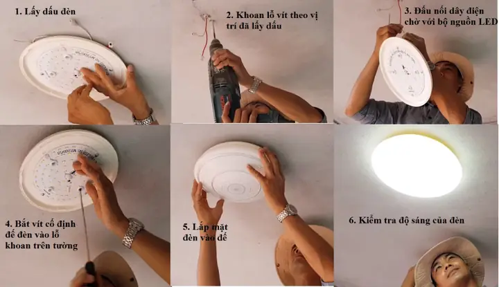 Cách Gắn Đèn Led Ốp Trần