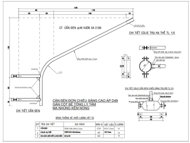 Cần Đèn Gắn Trụ Bê Tông