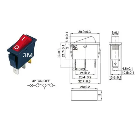 Công Tắc 3 Chân Có Đèn