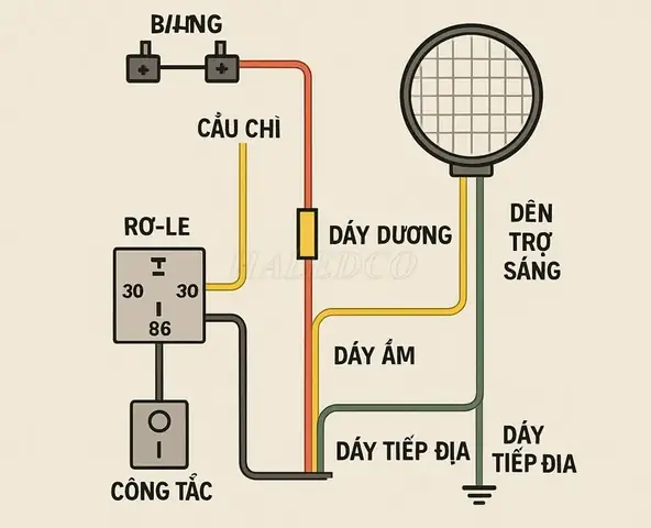 Đấu Điện Đèn Trợ Sáng