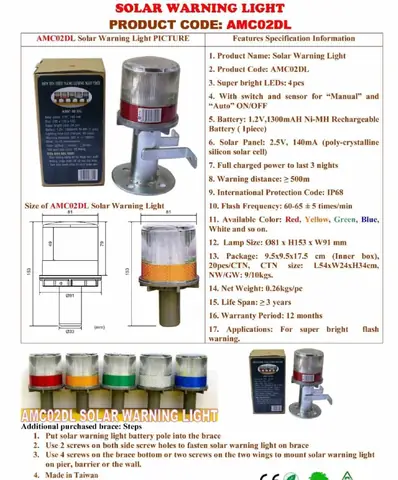 Đèn Báo Không Năng Lượng Mặt Trời Amc02dl