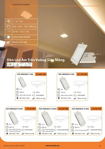 Đèn Led Âm Trần Asoen Đèn Led Âm Trần Asoen
