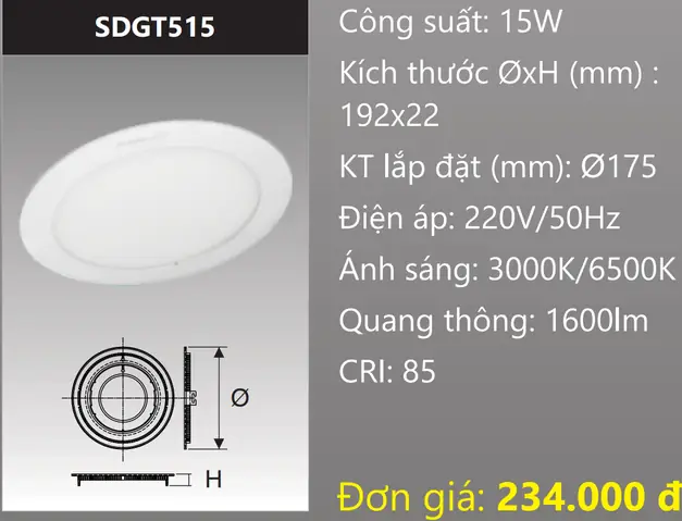 Đèn Led Âm Trần Duhal 15w Đèn Led Âm Trần Duhal 15w
