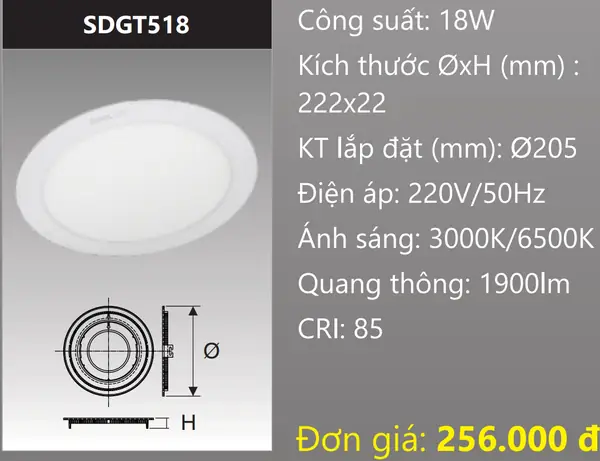 Đèn Led Âm Trần Duhal 18w
