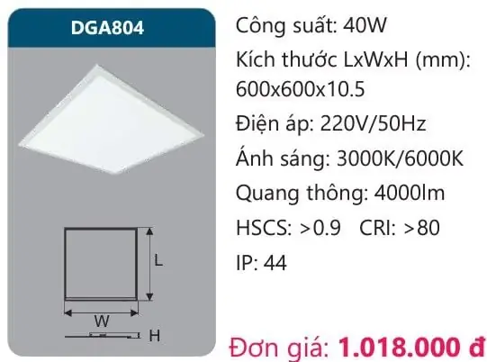 Đèn Led Panel 600x600 Duhal