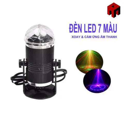 Đèn Led Xoay 7 Màu Hình Trụ Cảm Ứng Nhạc