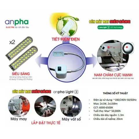 Đèn Máy May Siêu Sáng Anpha Light 2
