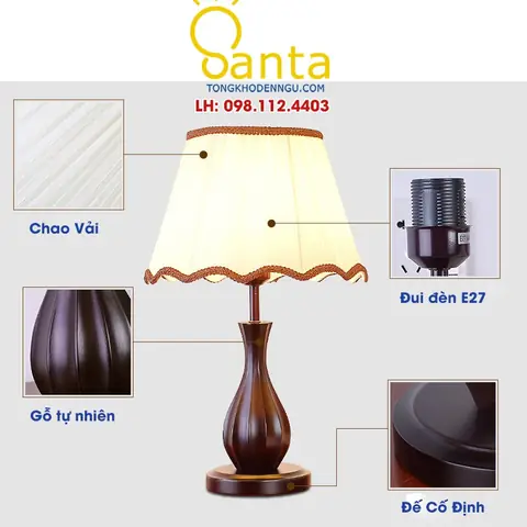 Đèn Ngủ Để Bàn Chân Gỗ