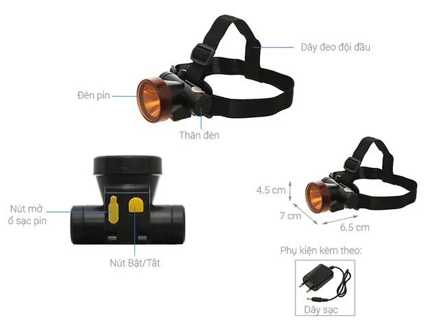 Đèn Pin Đội Đầu Pin Rời