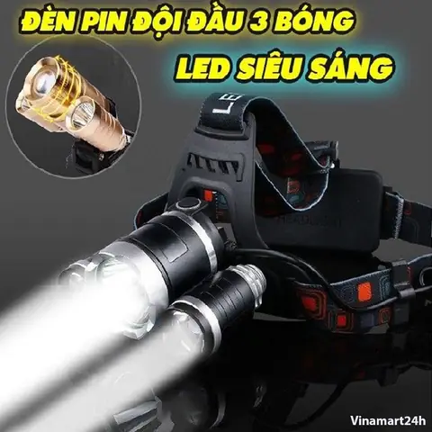 Đèn Pin Đội Đầu Siêu Sáng 3 Bóng