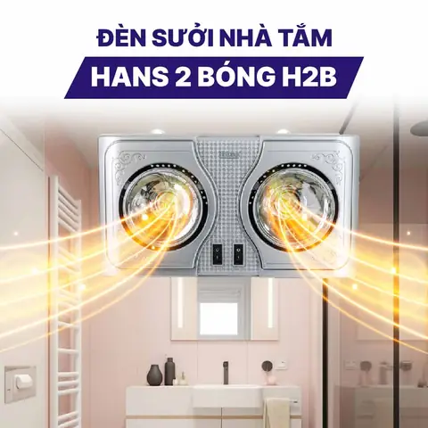 Đèn Sưởi Nhà Tắm Hans 2 Bóng