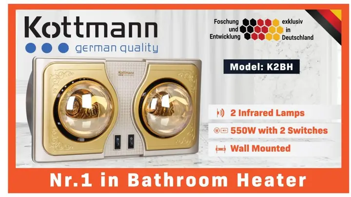 Đèn Sưởi Nhà Tắm Kottmann 2 Bóng K2bh