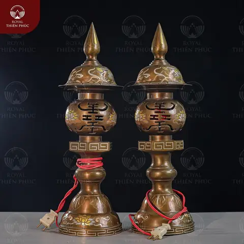 Đèn Thờ Hoa Sen Bằng Đồng