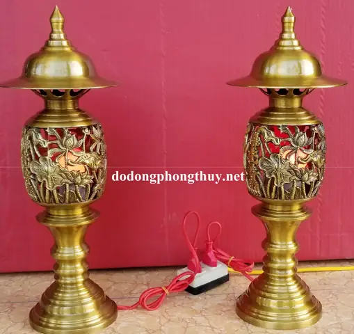 Đèn Thờ Hoa Sen Bằng Đồng