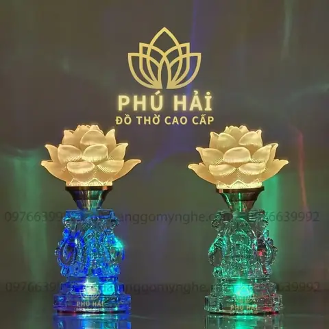 Đèn Thờ Hoa Sen Đổi Màu 5 Bông